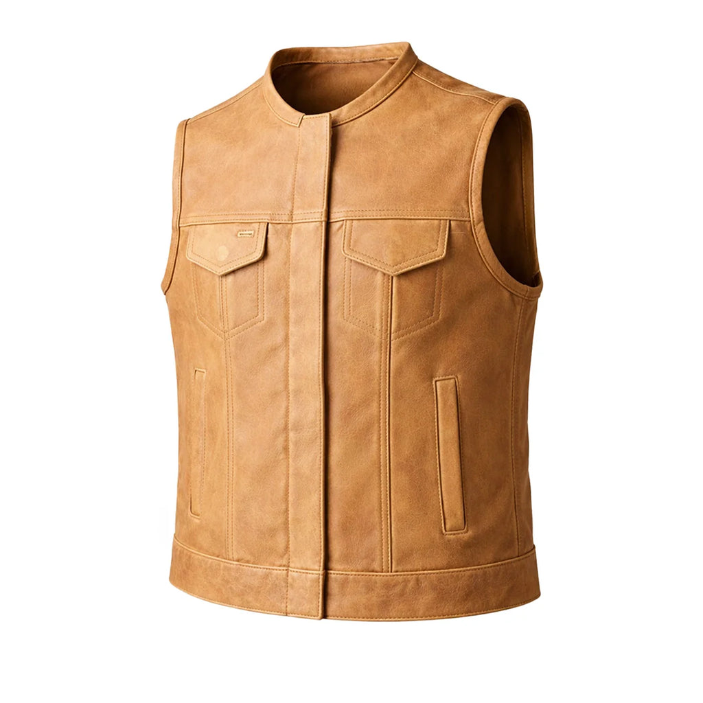 Shield Maiden - Women's Leather Motorcycle Vest (Brown)