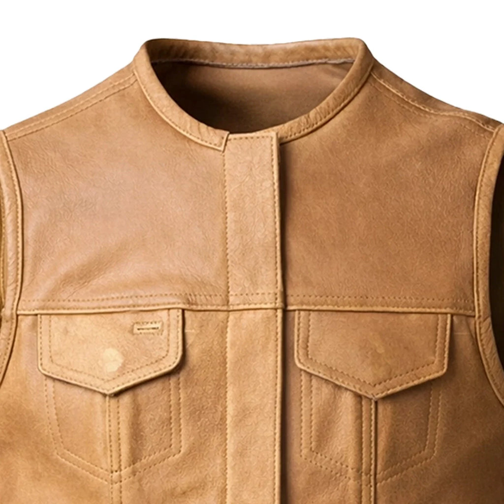 Shield Maiden - Women's Leather Motorcycle Vest (Brown)