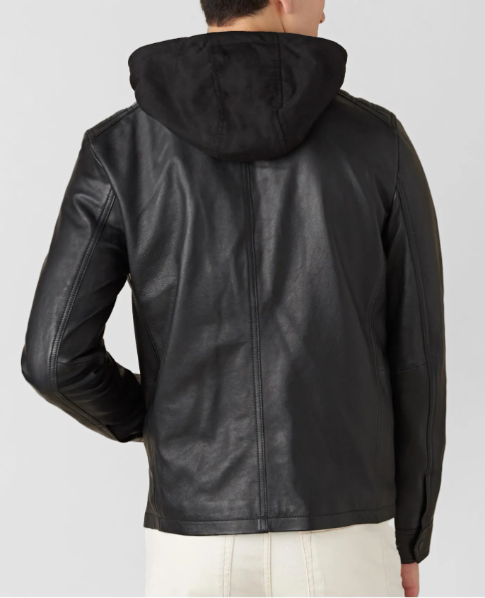 Blake Genuine Leather Jacket With Hood