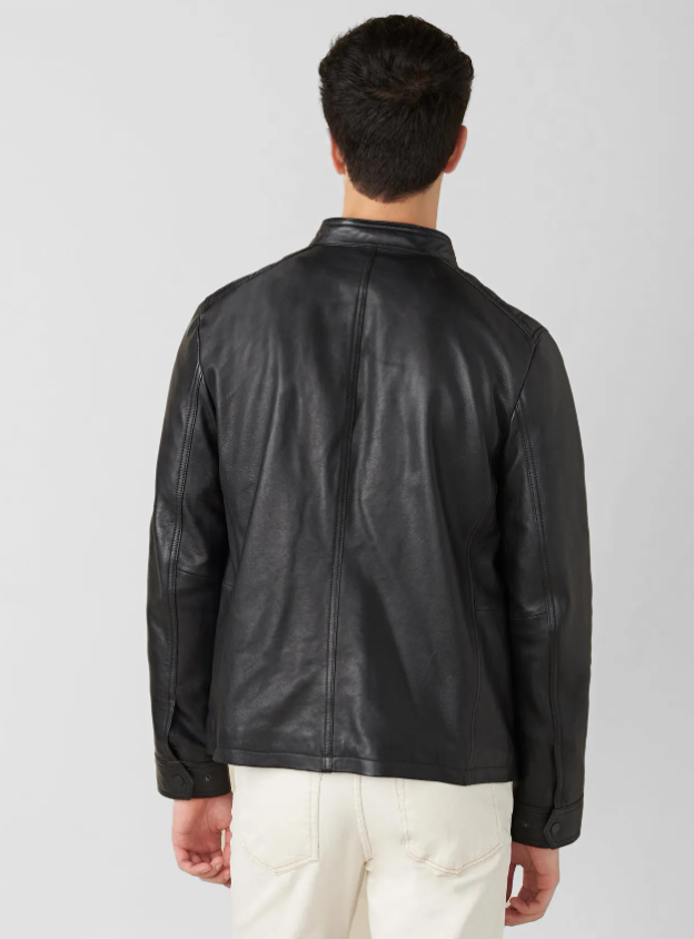 Blake Genuine Leather Jacket With Hood