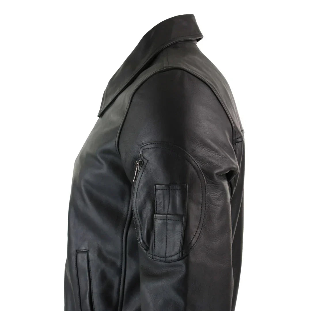 Leather Lex Black Aero Harrington Bomber Jacket 3