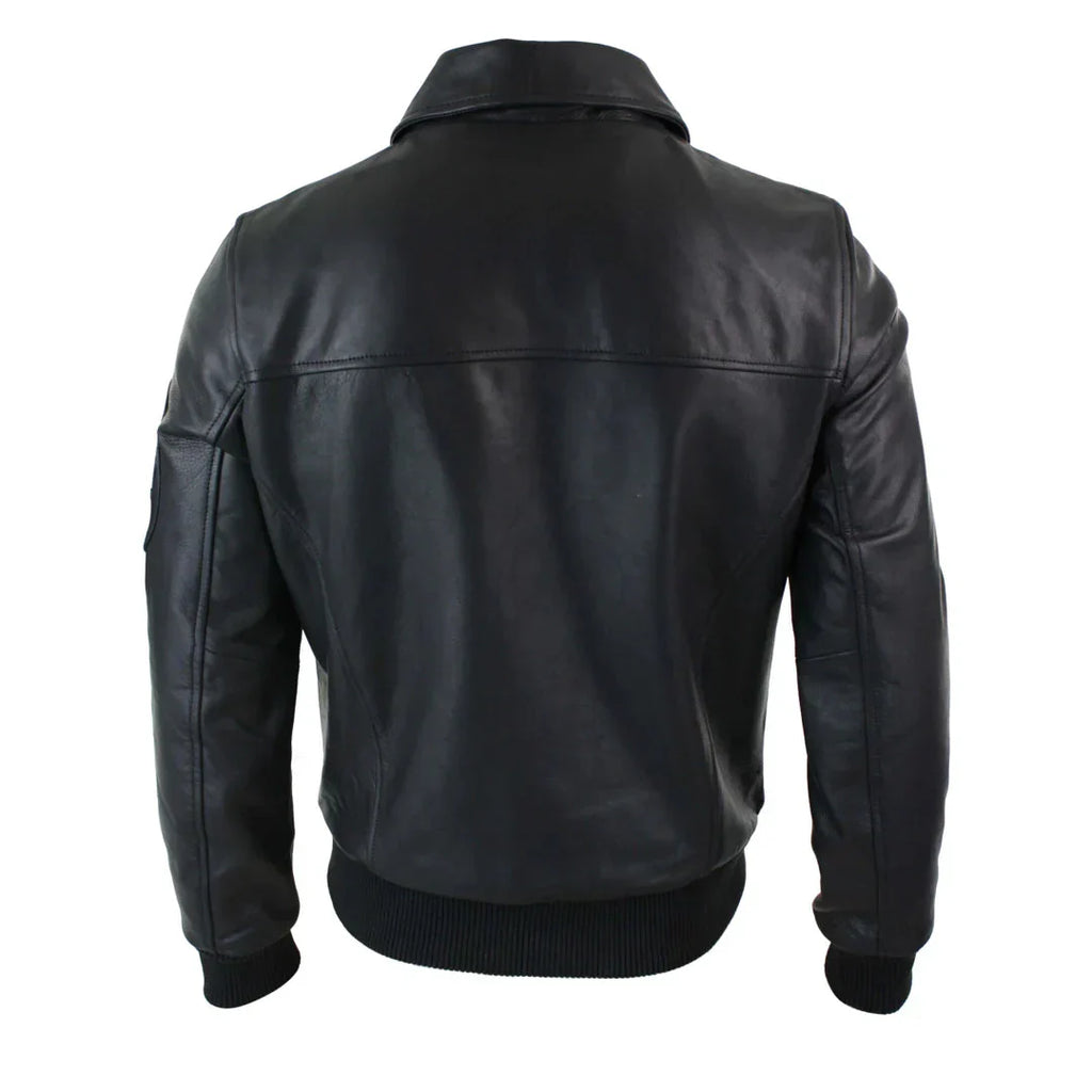 Leather Lex Black Aero Harrington Bomber Jacket 5
