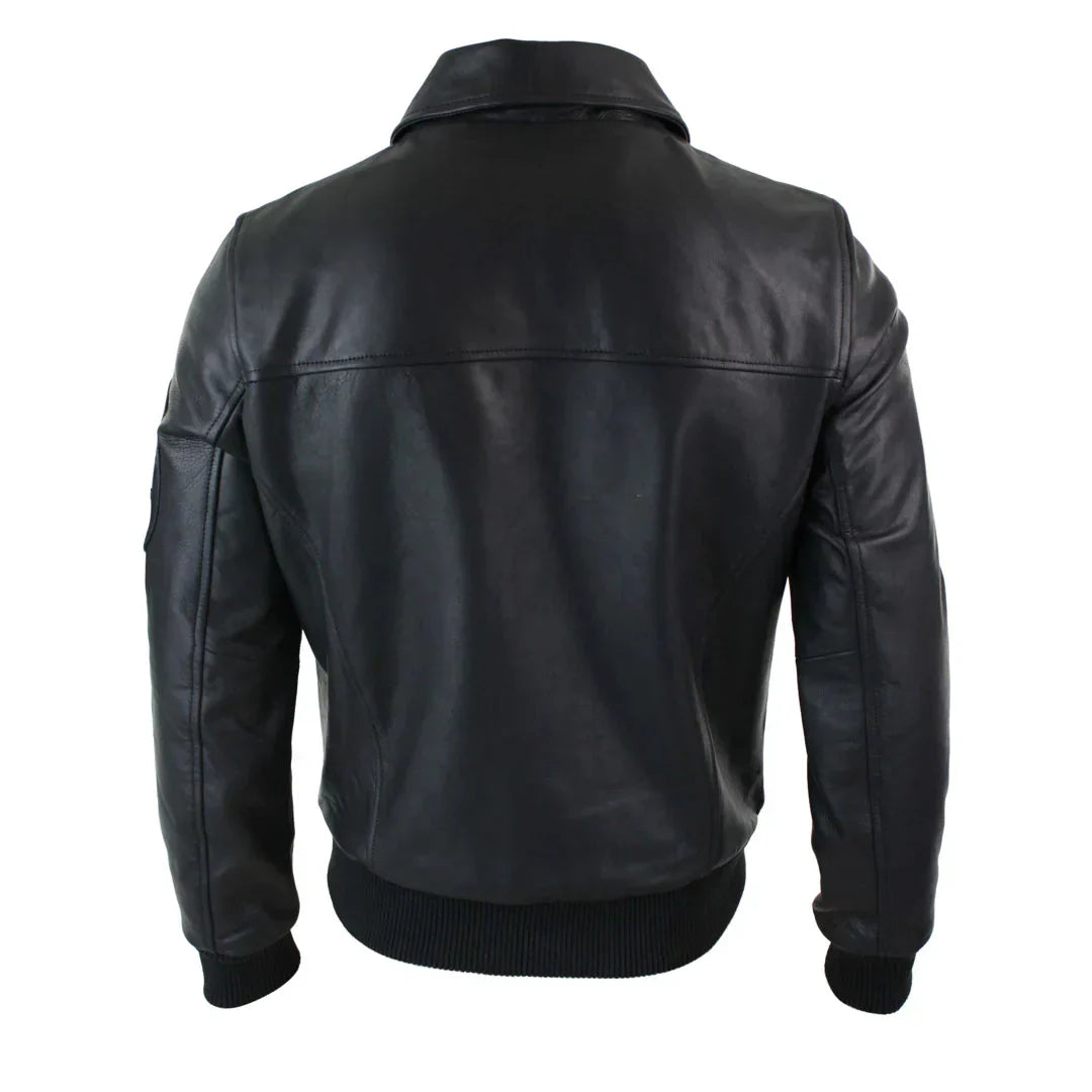 Leather Lex Black Aero Harrington Bomber Jacket 5