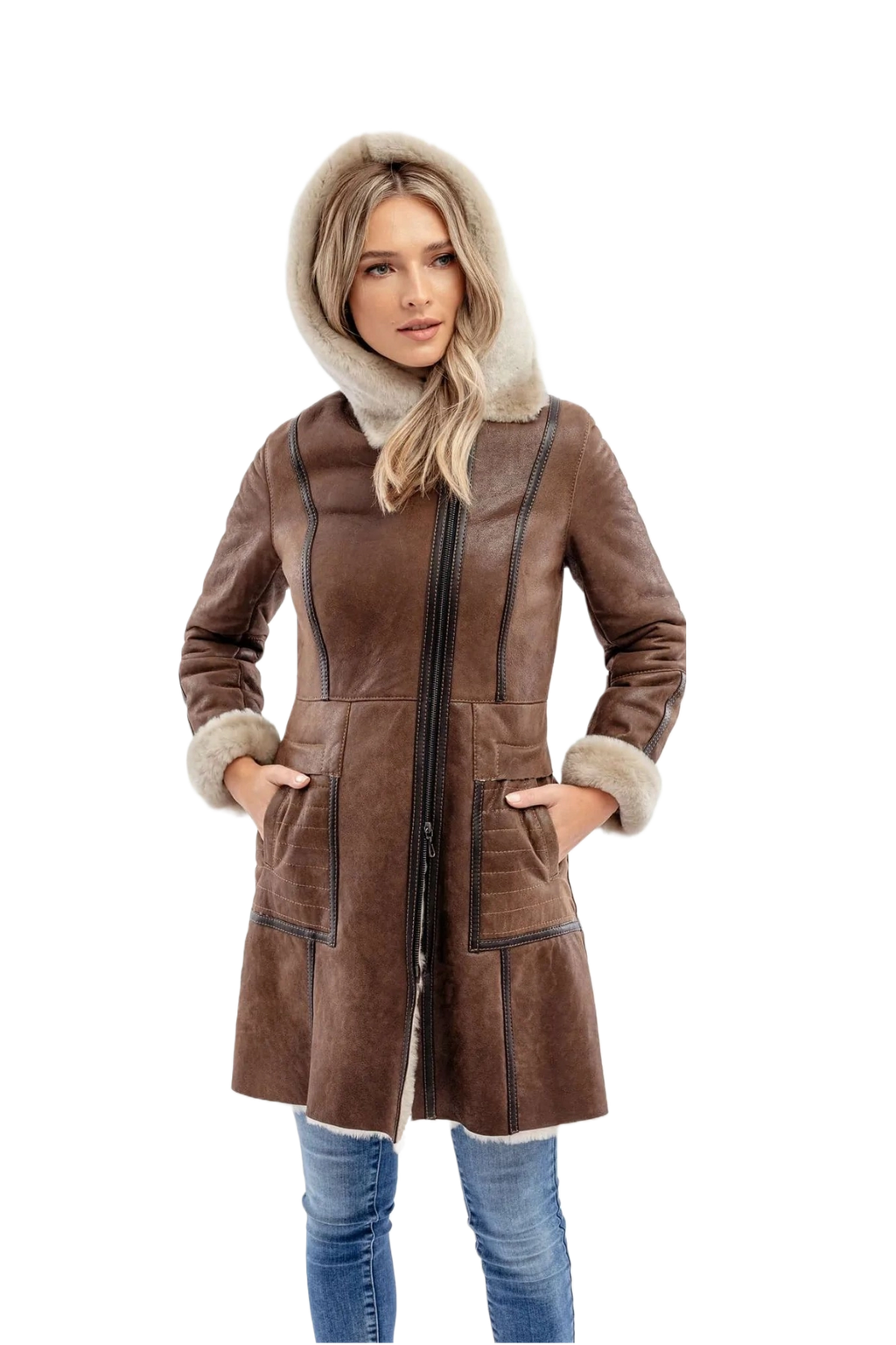Leather Lex Zenna Aviator Drift Coffee Bomber Coat 2