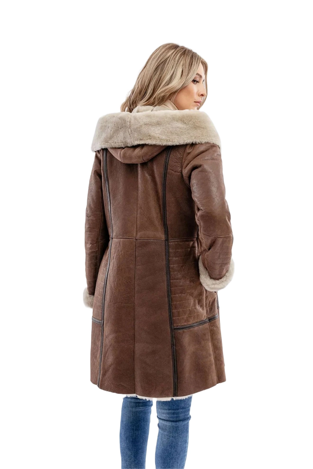 Leather Lex Zenna Aviator Drift Coffee Bomber Coat 23