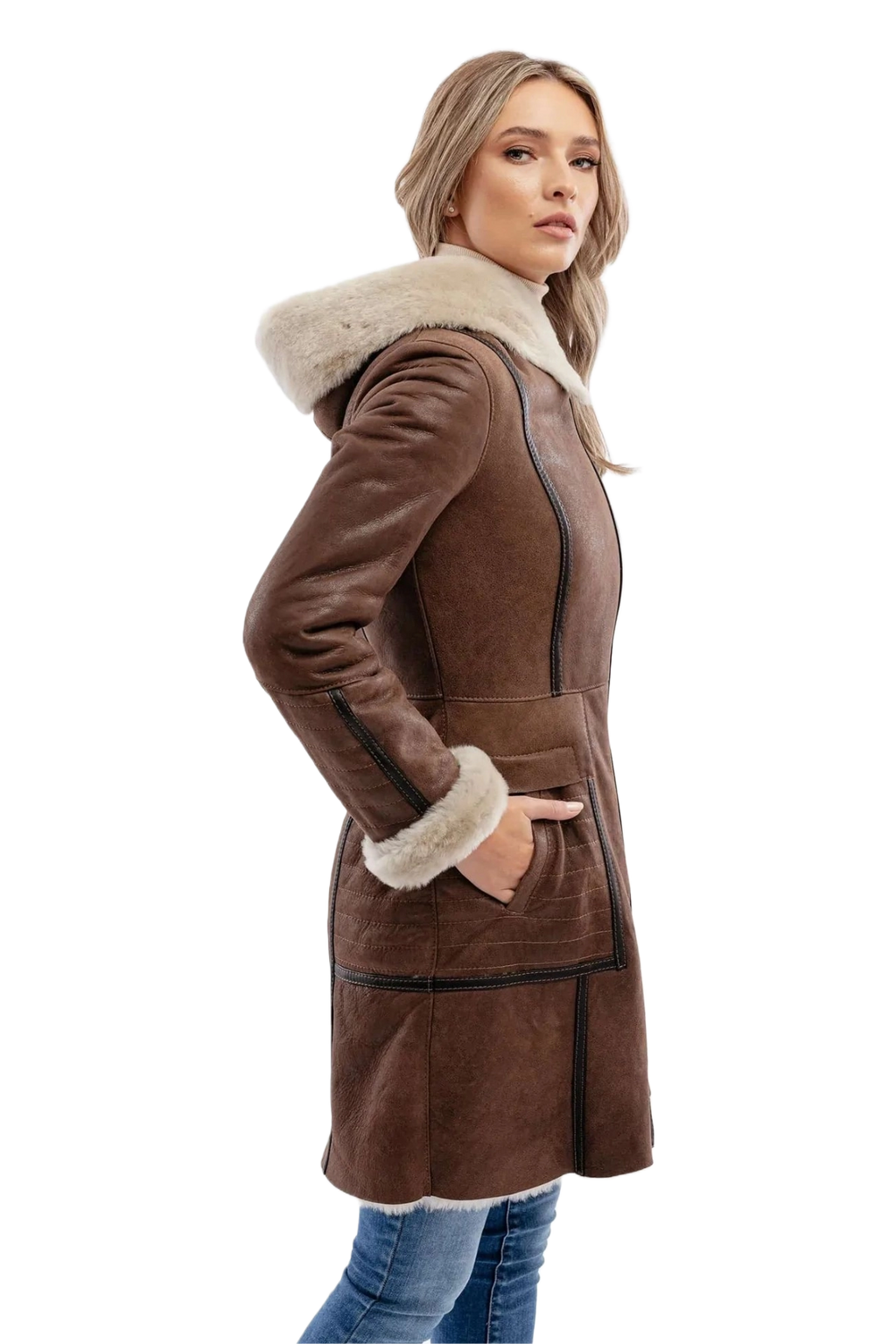 Leather Lex Zenna Aviator Drift Coffee Bomber Coat 4
