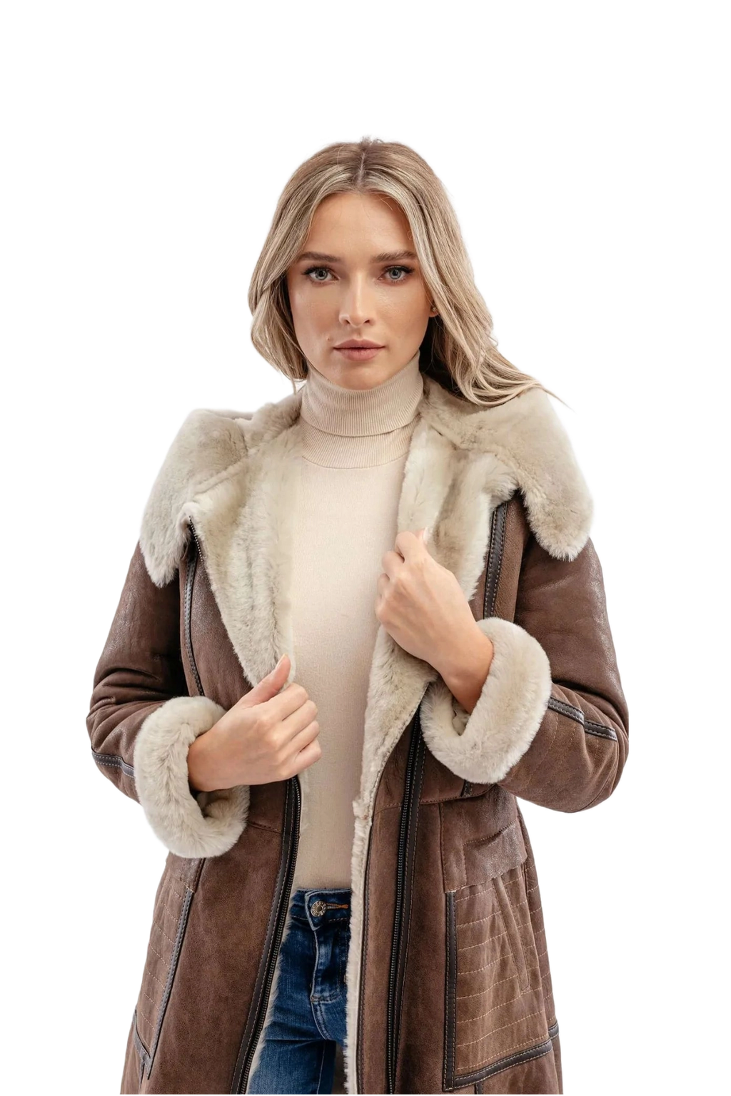 Leather Lex Zenna Aviator Drift Coffee Bomber Coat 5