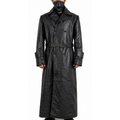 Mens Black Slayer Spike Trench Long Leather Buffy Coat