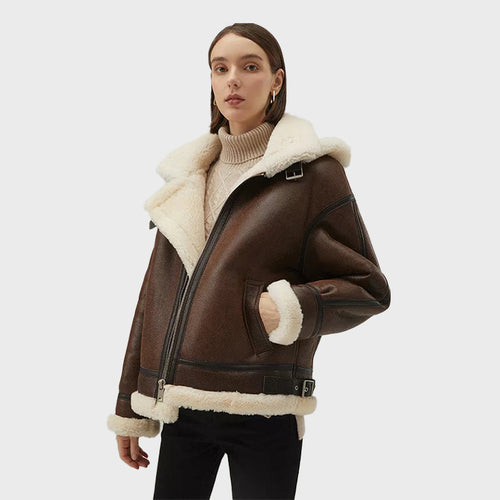 Womens-Leather-Shearling-Coat-Chocolate-Brown-Removable-Hood