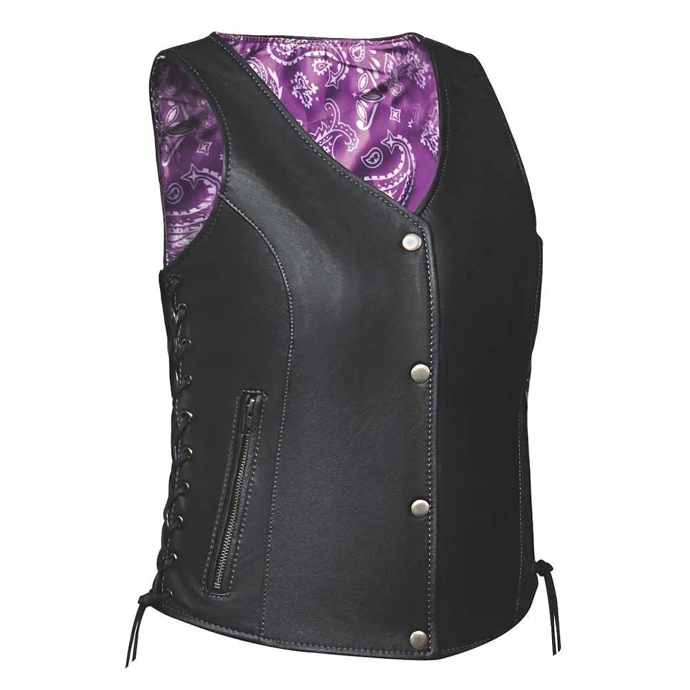 Style # 6890.17 is a luxurious and lightweight ladies' vest crafted from supple goatskin leather, offering both style and functionality. 