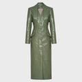 womens-green-long-leather-coat
