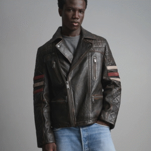 Colton Vintage Striped Moto Jacket
