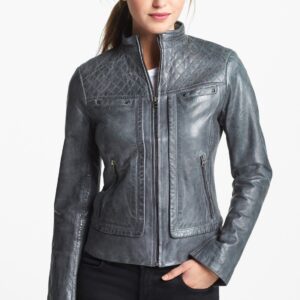 Frost Grey Metallic Zipper Jacket