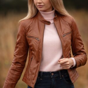 Sunset Tan Short Leather Jacket