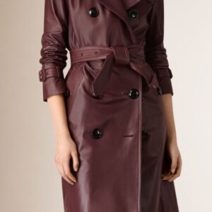 Bordeaux Wrap Luxury Leather Coat