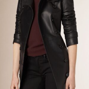 Black Venom Bold Leather Long Coat