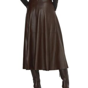 Cocoa Flow Long Leather Skirt