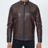 Ironvale Brown Racer Leather Jacket