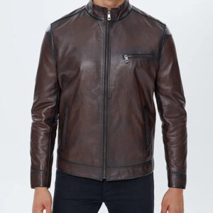 Ironvale Brown Racer Leather Jacket