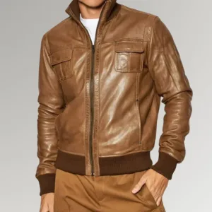 Tan Utility Leather Bomber
