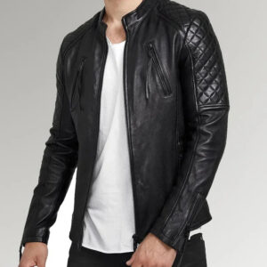 Black Quilted Racer Jacket