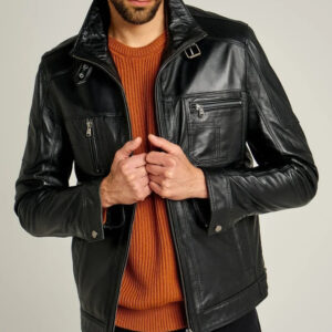 Ravenridge Buckle Collar Leather Jacket