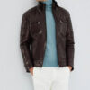 Claret Brown Stand Collar Jacket