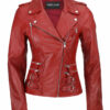 Crimson Asymmetrical Biker Leather Jacket